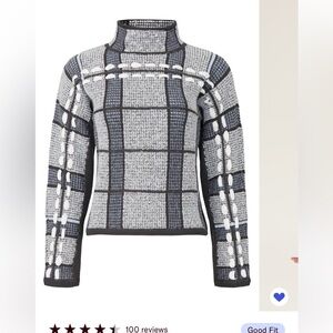 Club Monaco Black and White Plaid Turtleneck Sweater